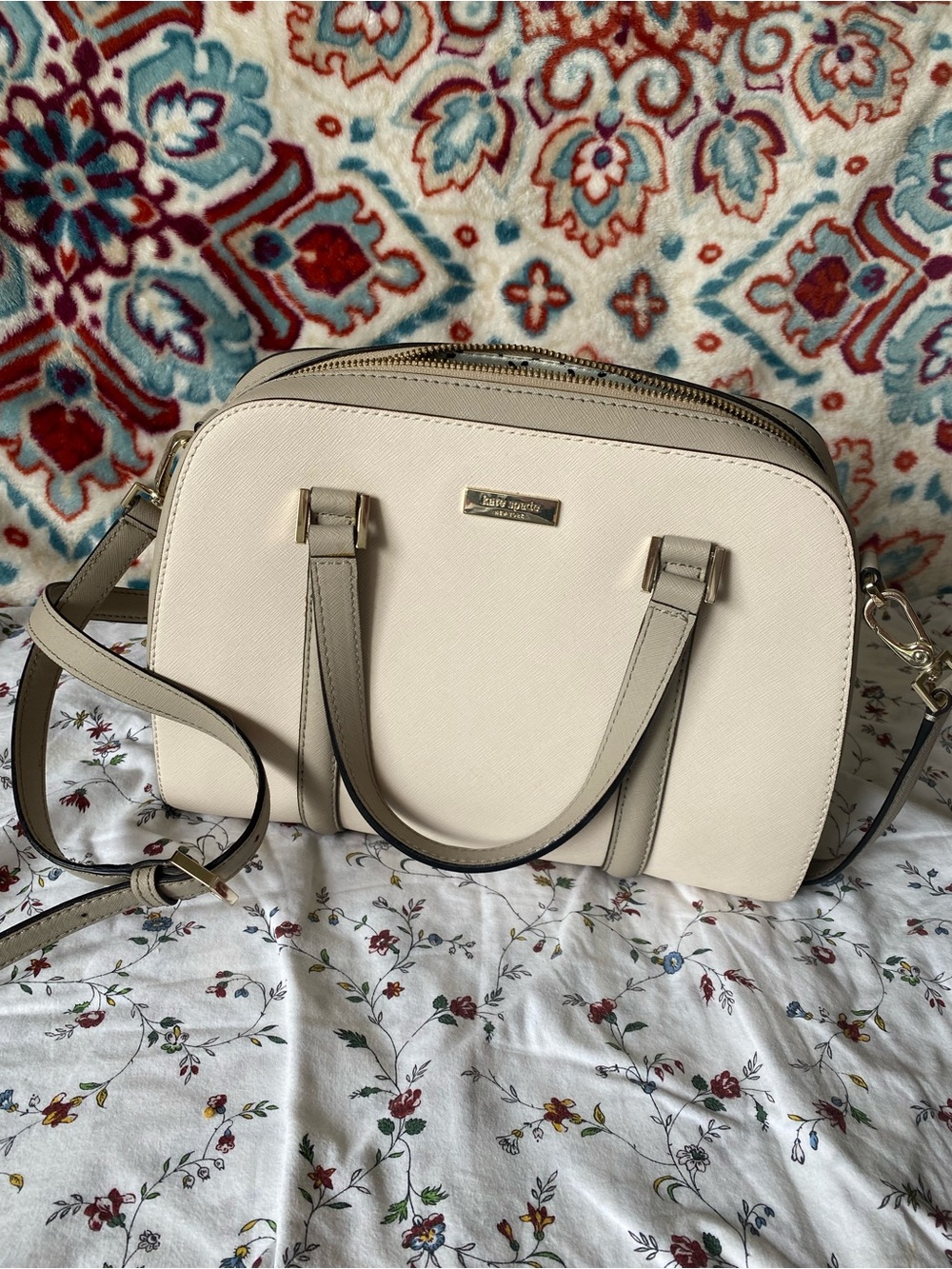 kate spade Cream and Taupe Dome Satchel